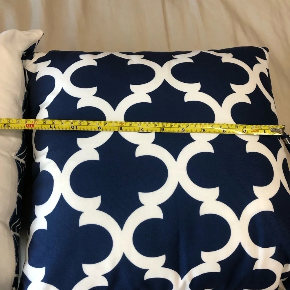 Navy and White Patterned Throw Pillows